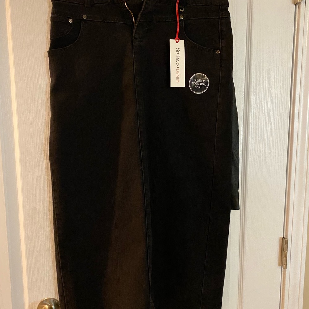 Black denim skirt